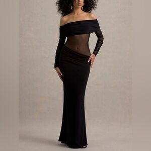Elegant Black Off-Shoulder Maxi Dress
